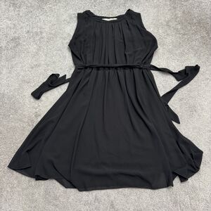 La Fee Maraboutee Belted Sleeveless Pleated A-Line Mini Dress Womens 38 Black